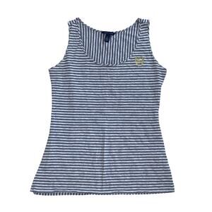 Tommy Hilfiger Striped Sleeveless Tank Top Size Small Gray Gold Crest